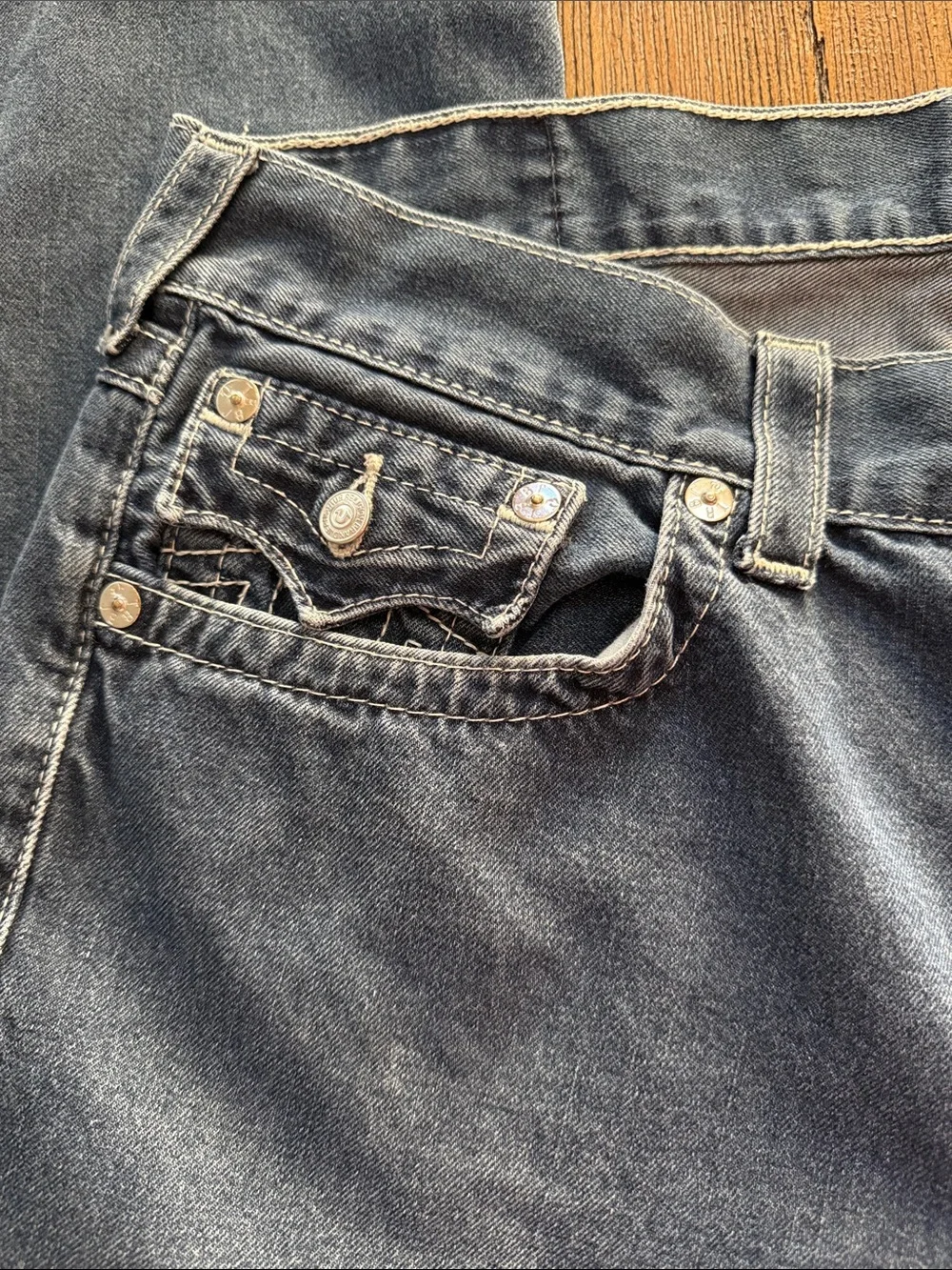 True Religion Skinny Indigo Blue Denim Jeans with Branded Button